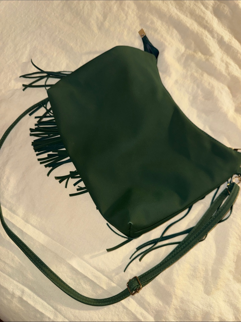 Fringe Crossbody Bag in Deep Green - Picture 2 of 4